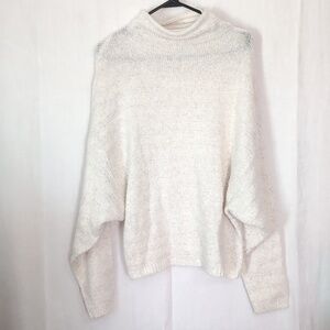 Prologue Bone White Textured Turtleneck Drop Shoulder Sweater Size Medium